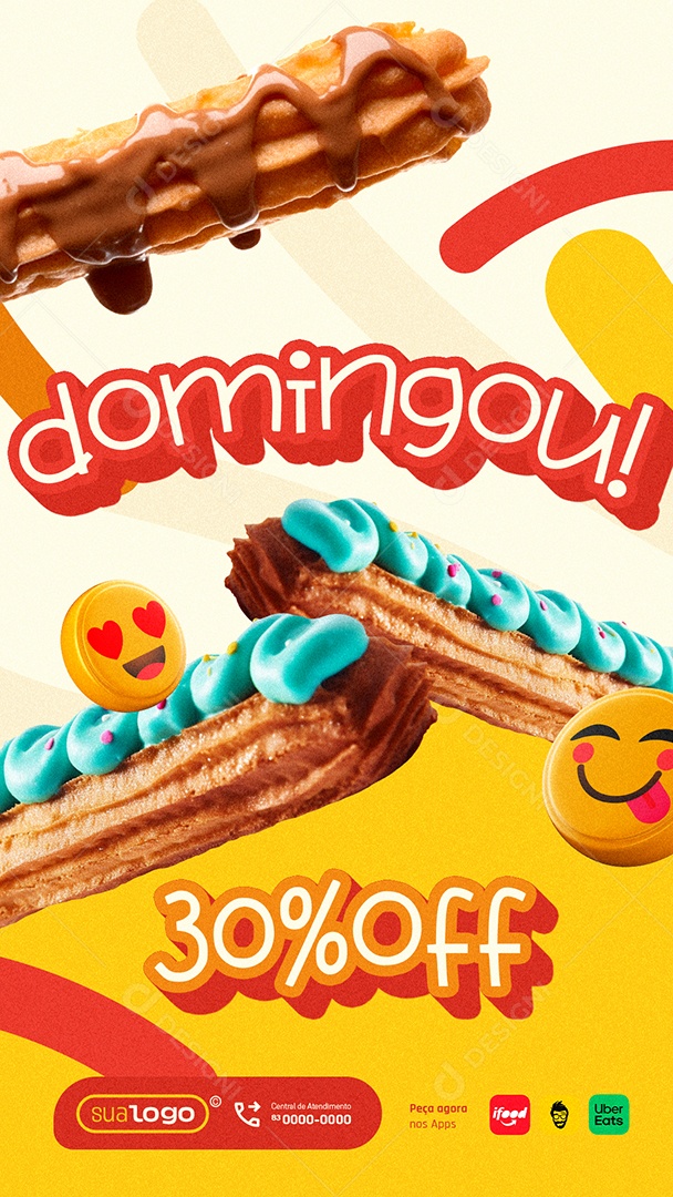 Story Churros Domingou 30% Off Social Media PSD Editável