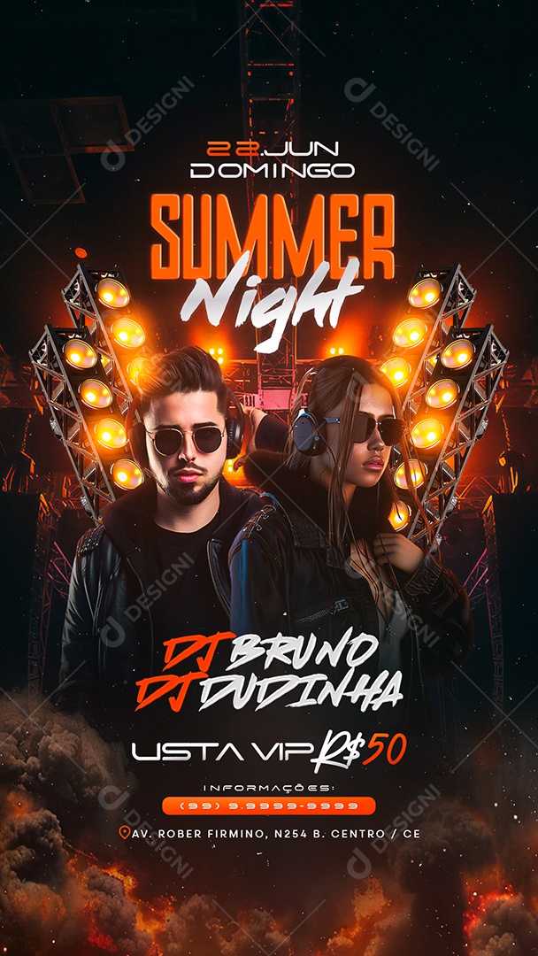 Story Flyer Summer Night Social Media PSD Editável