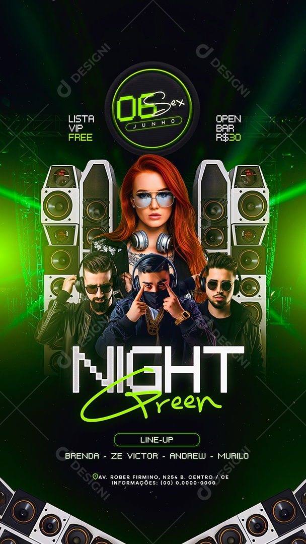 Story Night Green Social Media PSD Editável