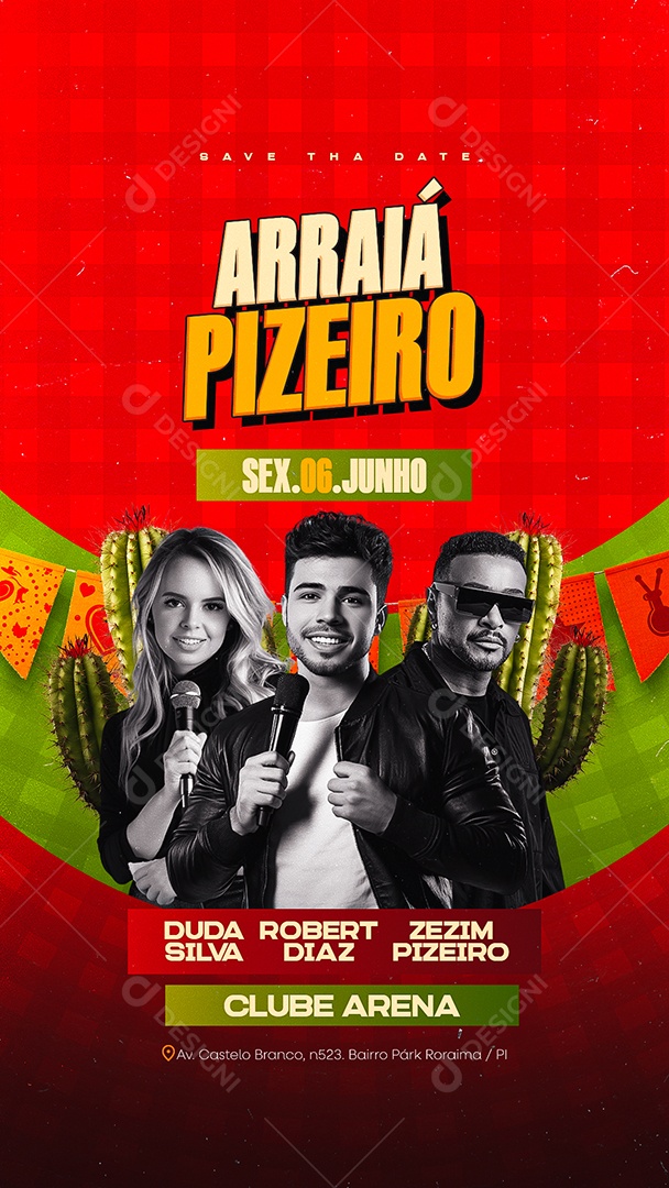 Story Flyer Arraiá Pizeiro Social Media PSD Editável