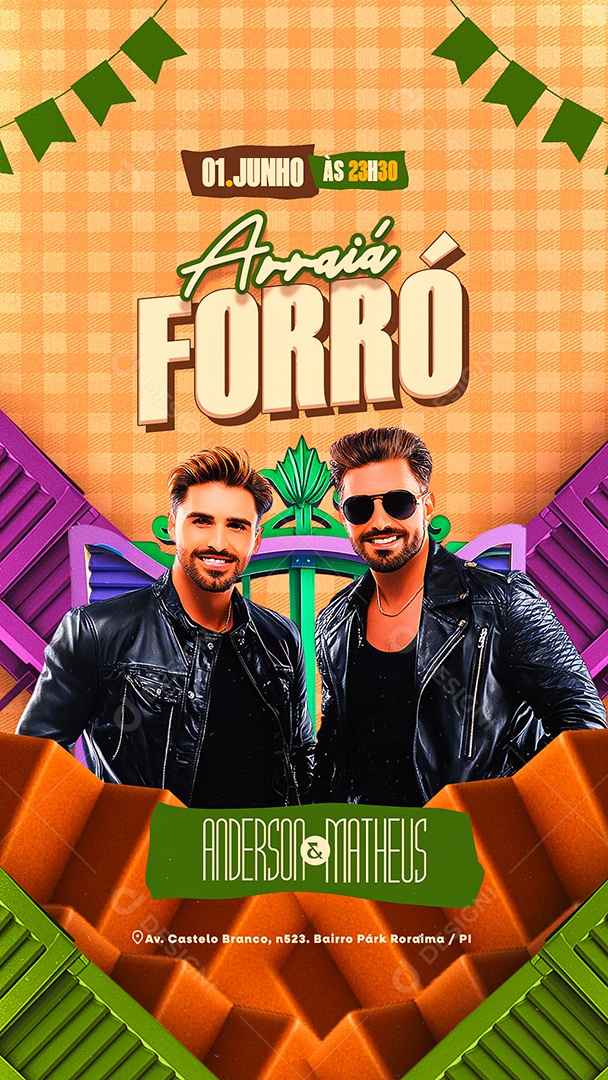 Story Flyer Arraiá Forró Social Media PSD Editável