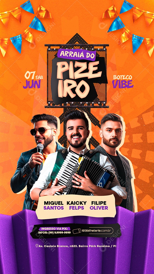 Story Flyer Arraiá do Pizeiro Social Media PSD Editável