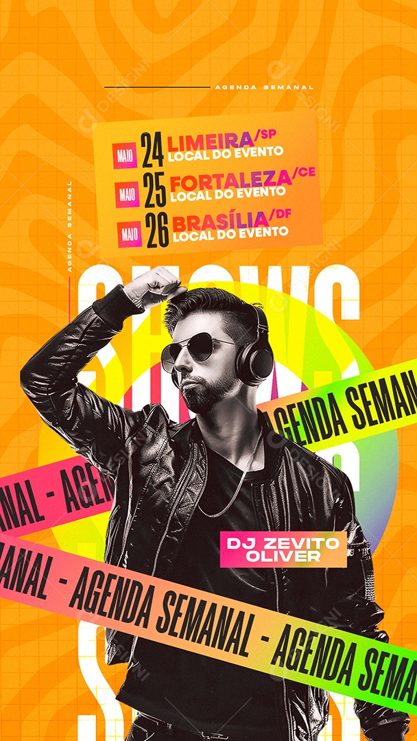 Story Flyer Próximos Shows Agenda Semanal Social Media PSD Editável