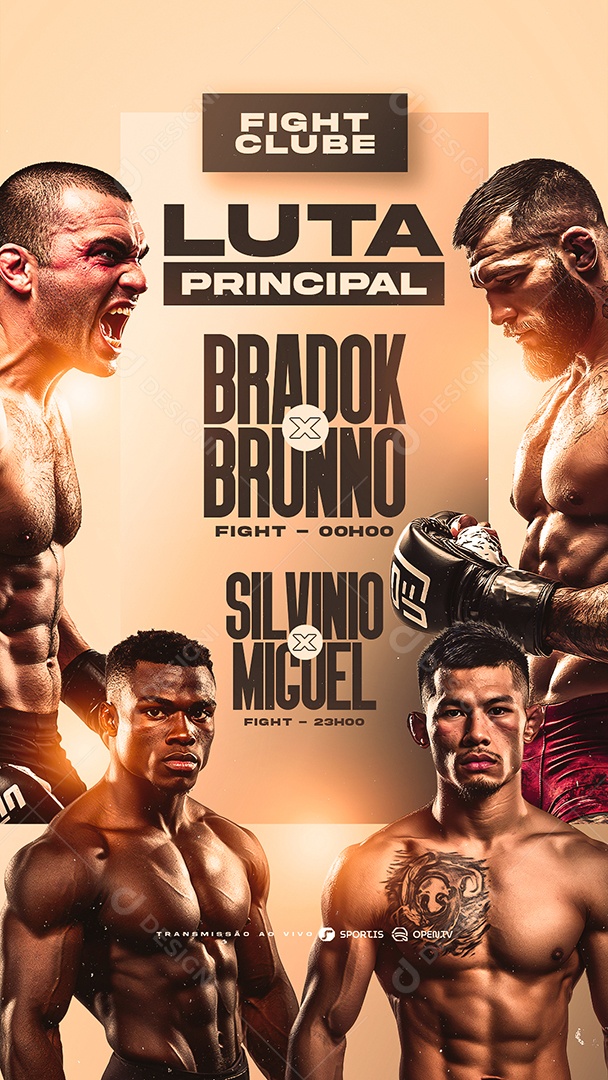 Story Fight Masculino Luta Principal Bradok x Brunno Social Media PSD Editável