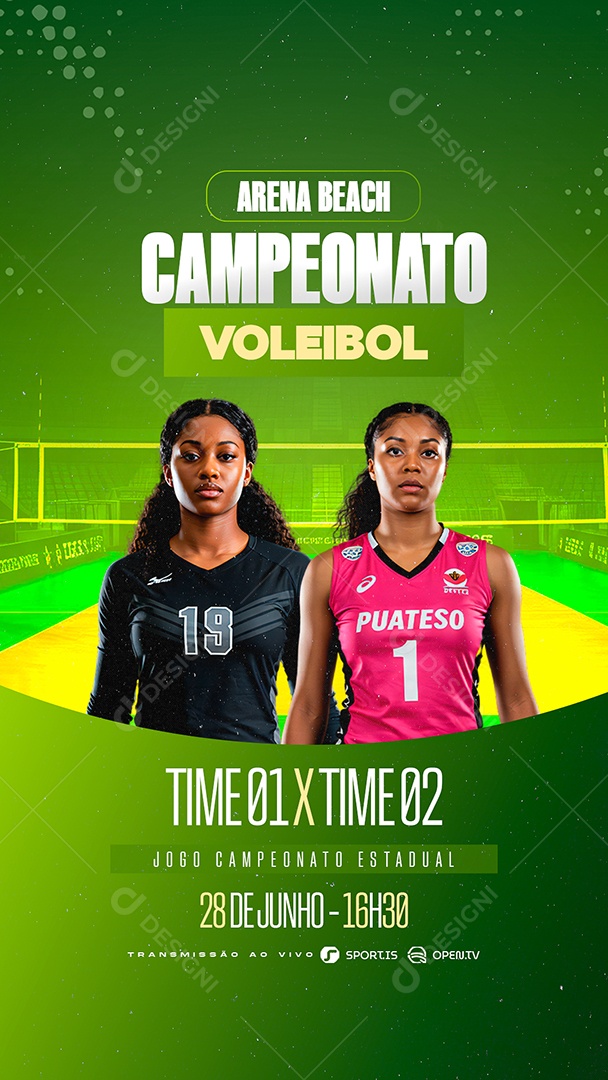 Story Campeonato Voleibol Feminino Social Media PSD Editável