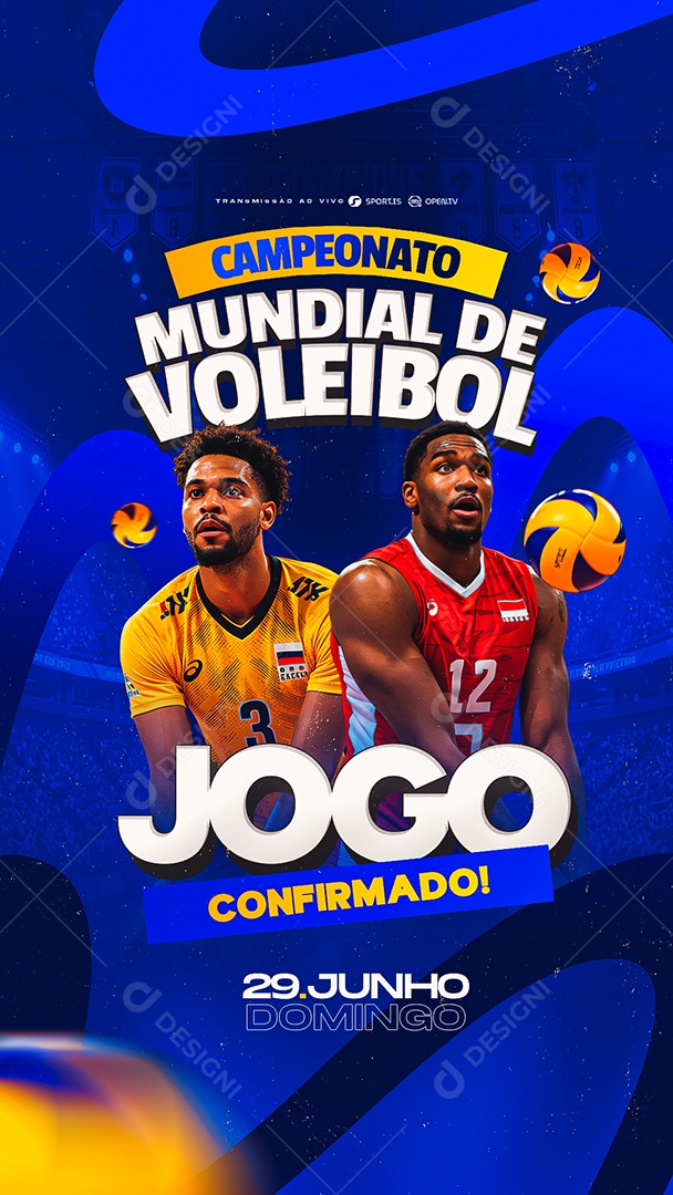 Story Campeonato Mundial de Voleibol Social Media PSD Editável