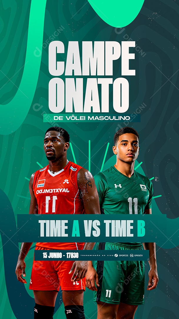 Story Campeonato de Vôlei Masculino Social Media PSD Editável