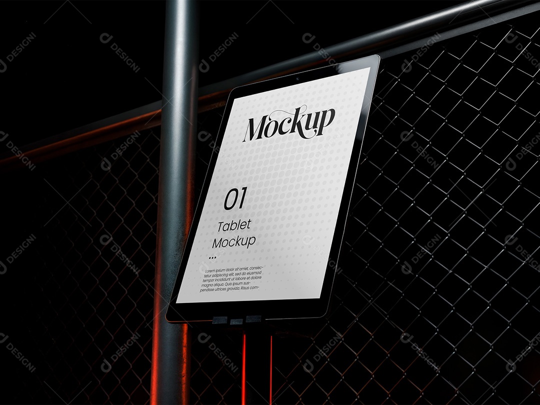 Tablet em Ambiente Industrial Mockup PSD Editável