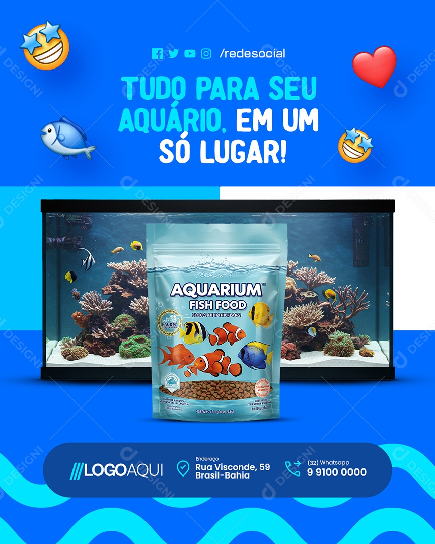 Aquários Tudo para Seu Aquário Social Media PSD Editável