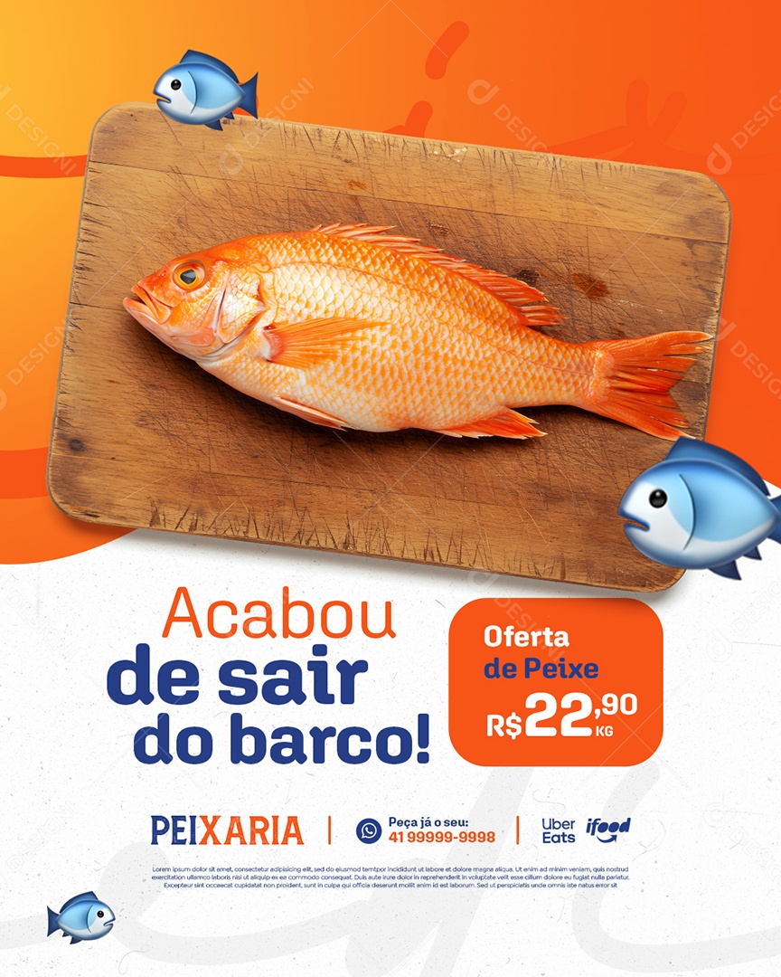 Peixaria Acabou de Sair do Barco Social Media PSD Editável