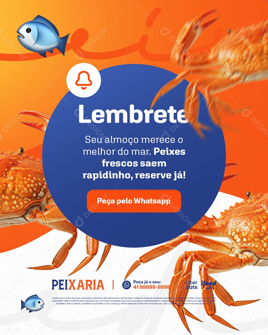 Peixaria Lembrete Peça pelo Whatsapp Social Media PSD Editável