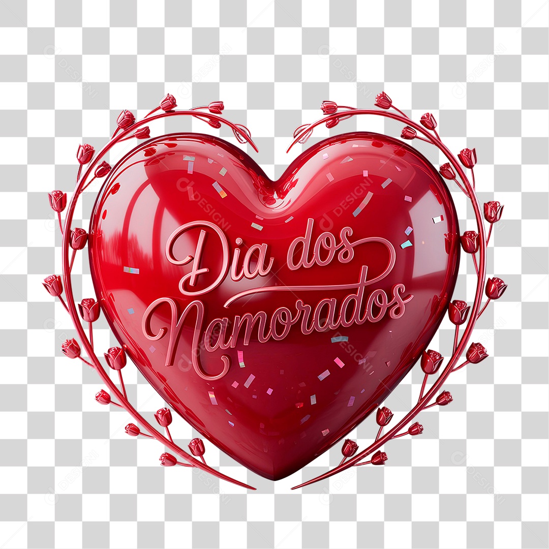 Selo 3D Dia dos Namorados PNG Transparente