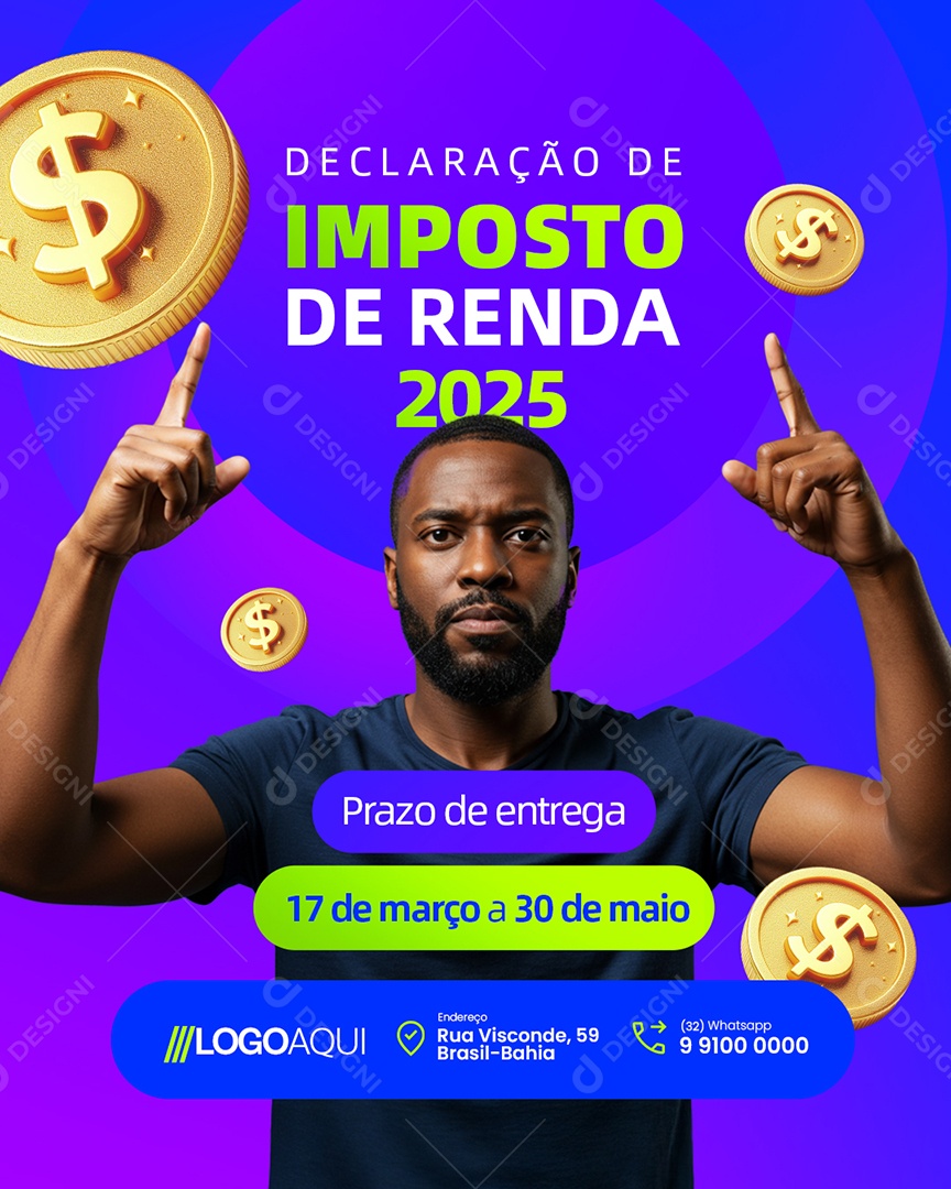 Declaração de Imposto de Renda 2025 Social Media PSD Editável
