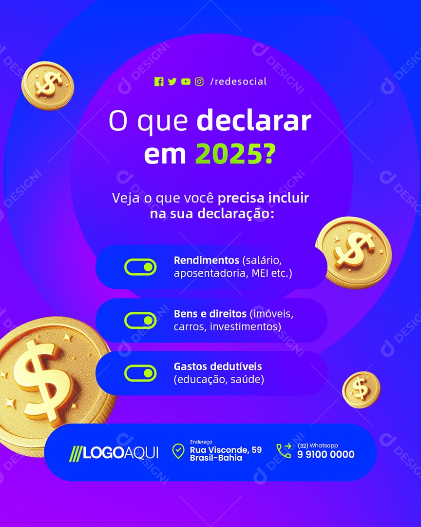 Imposto de Renda O Que Declarar em 2025 Social Media PSD Editável