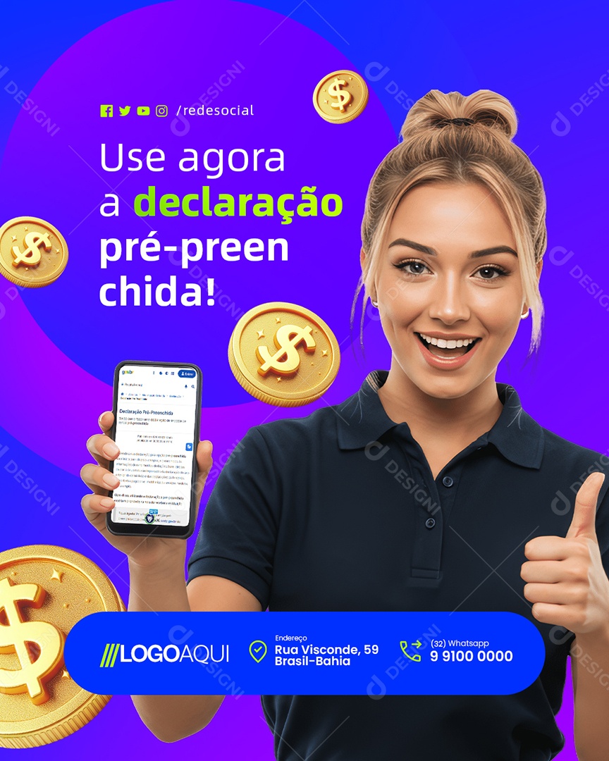 Imposto de Renda Use Agora a Declaração Social Media PSD Editável