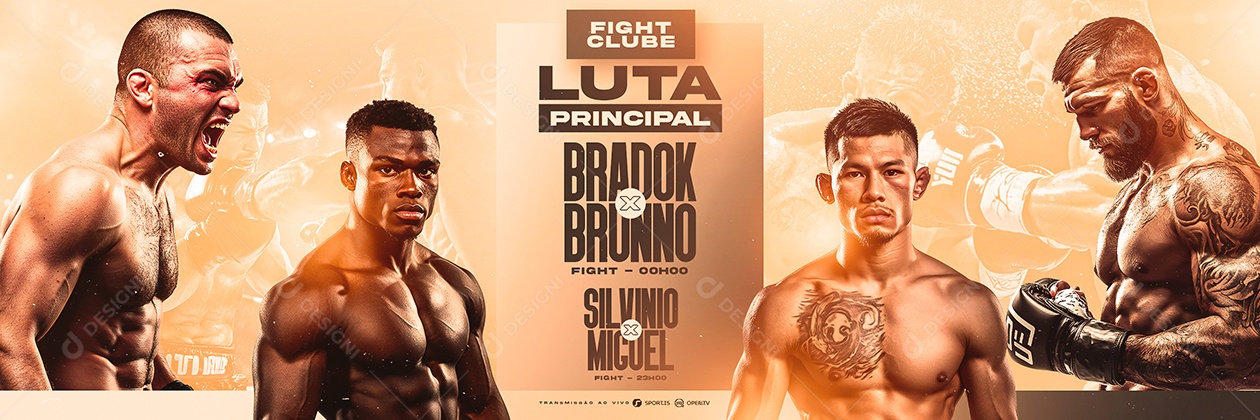 Carrossel Fight Masculino Luta Principal Bradok x Brunno Social Media PSD Editável