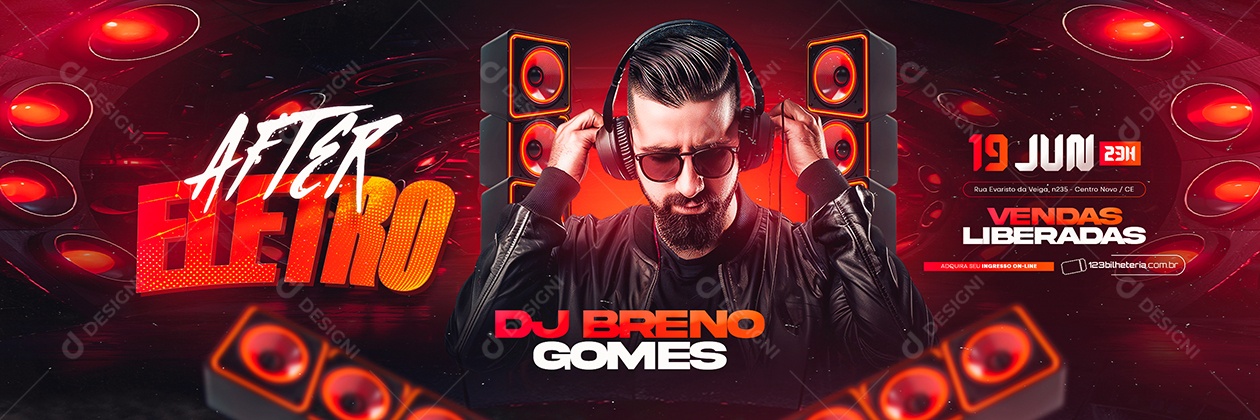 Carrossel Flyer After Eletro Social Media PSD Editável