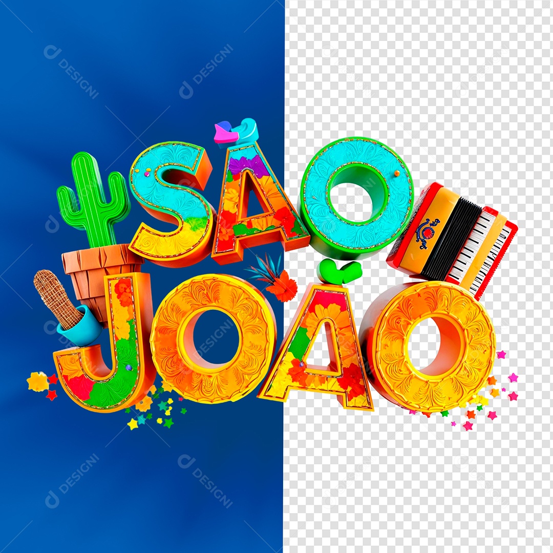 Selo 3D São João Para Composição PSD