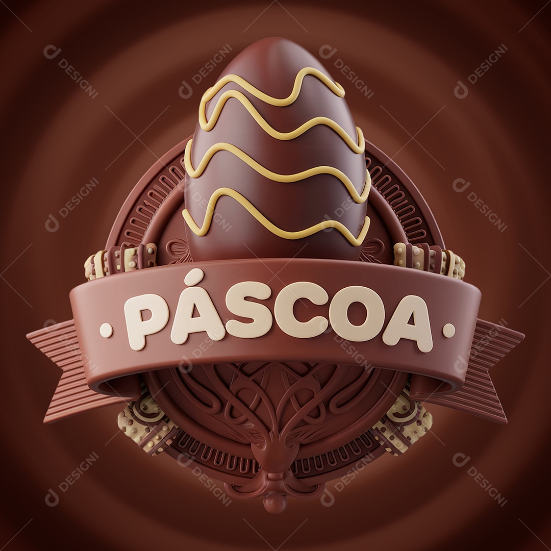 Páscoa Selo 3D para Composição PSD