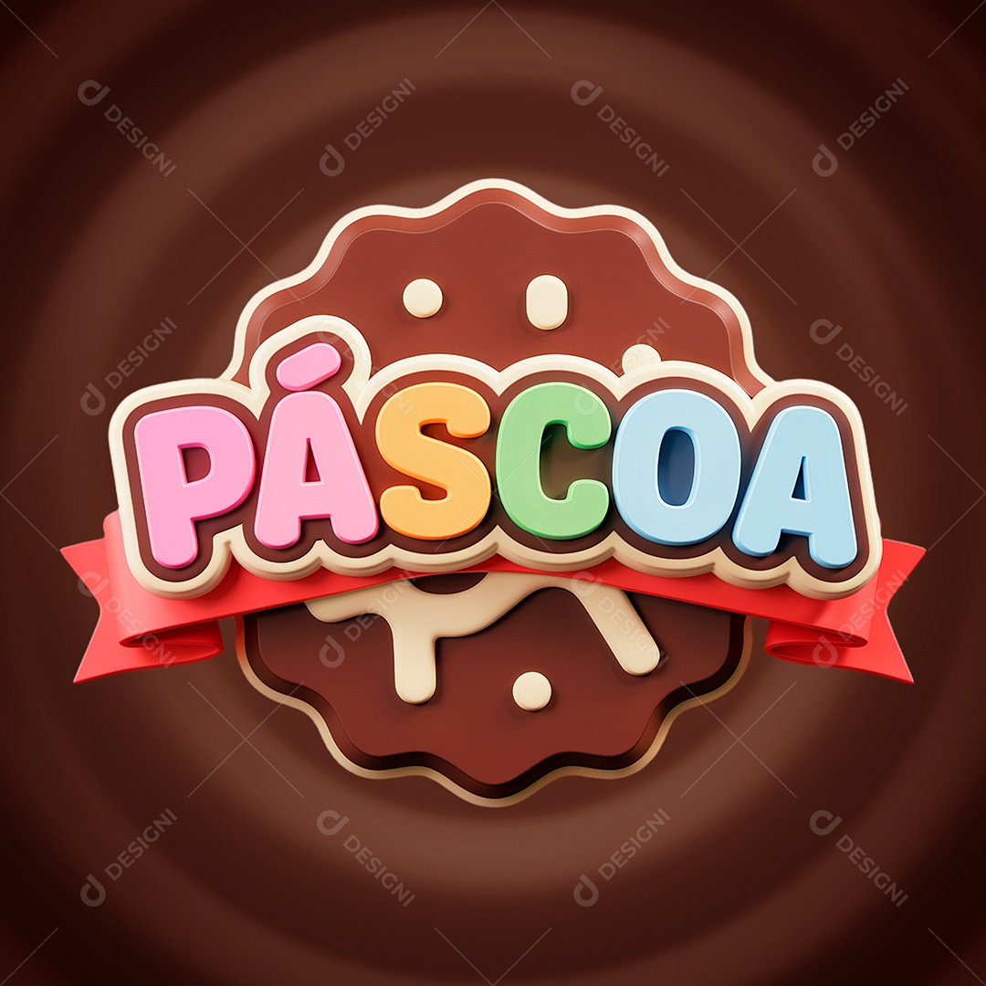 Páscoa Selo 3D para Composição PSD