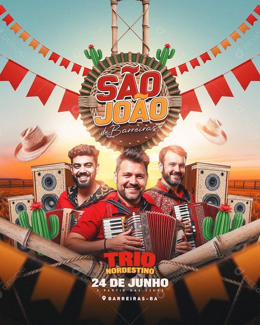 Flyer São João De Barreiras Feed Social Media PSD Editável