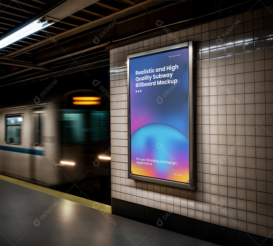 Mockup Anúncio Publicitário Em Metrô PSD Editável