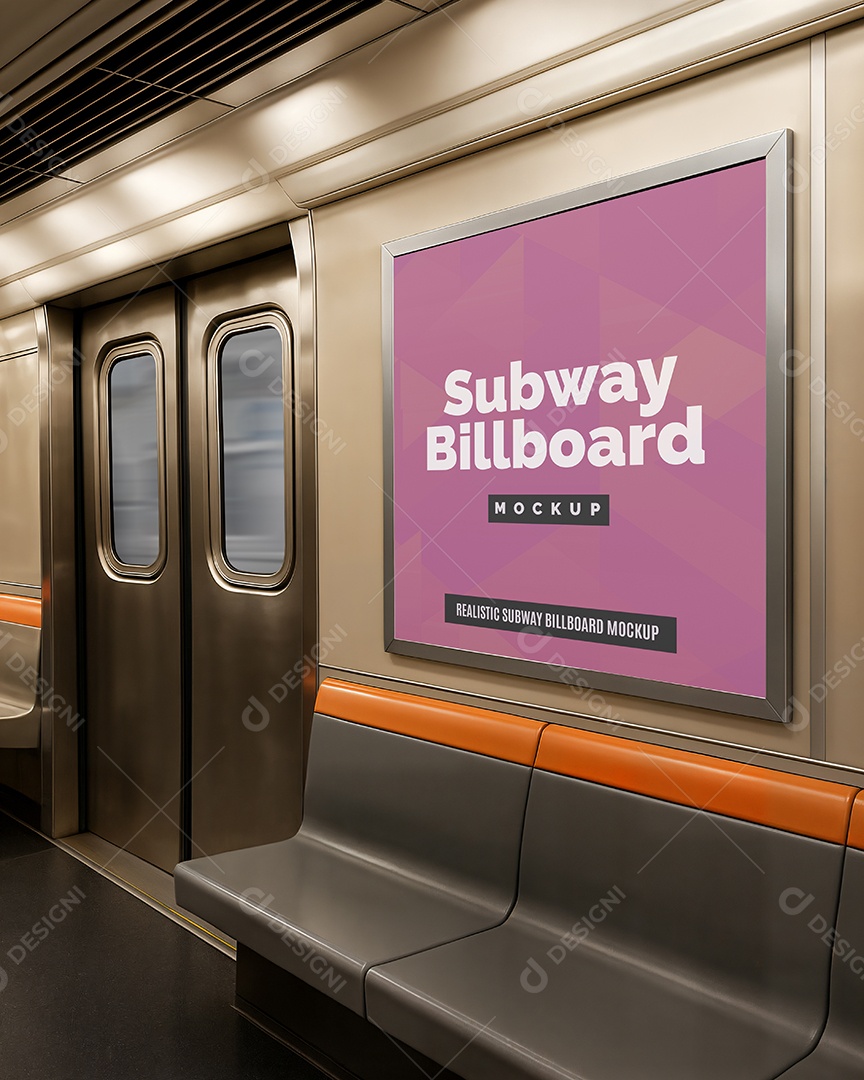 Mockup Anúncio Publicitário Em Metrô PSD Editável