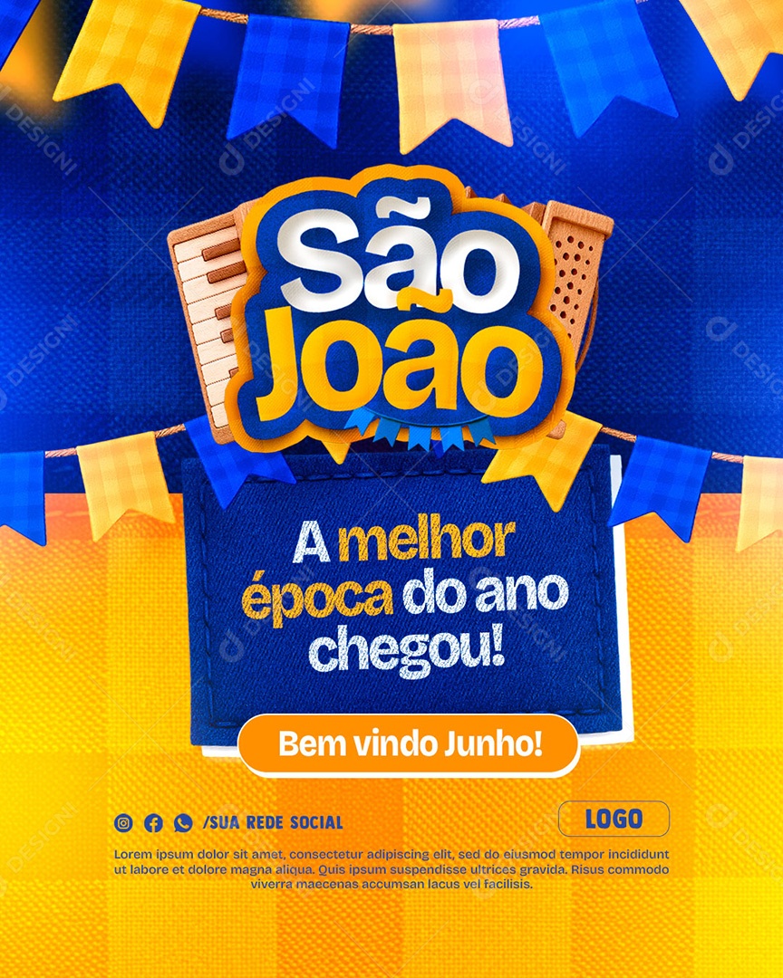 São João A Melhor Época do Ano Chegou Social Media PSD Editável