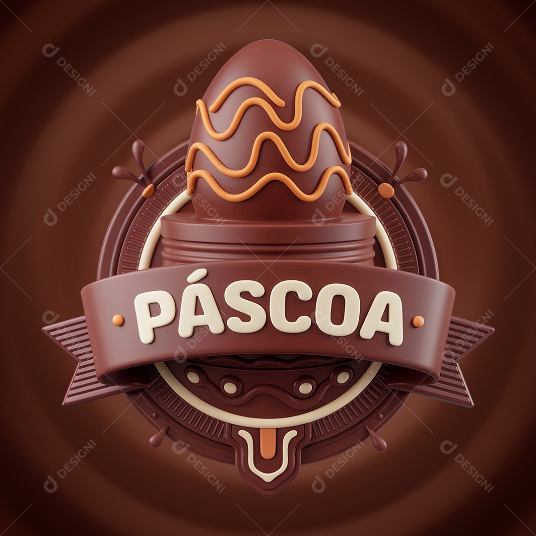 Páscoa Selo 3D para Composição PSD