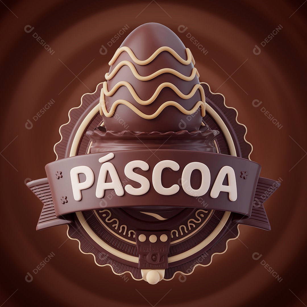 Páscoa Selo 3D para Composição PSD