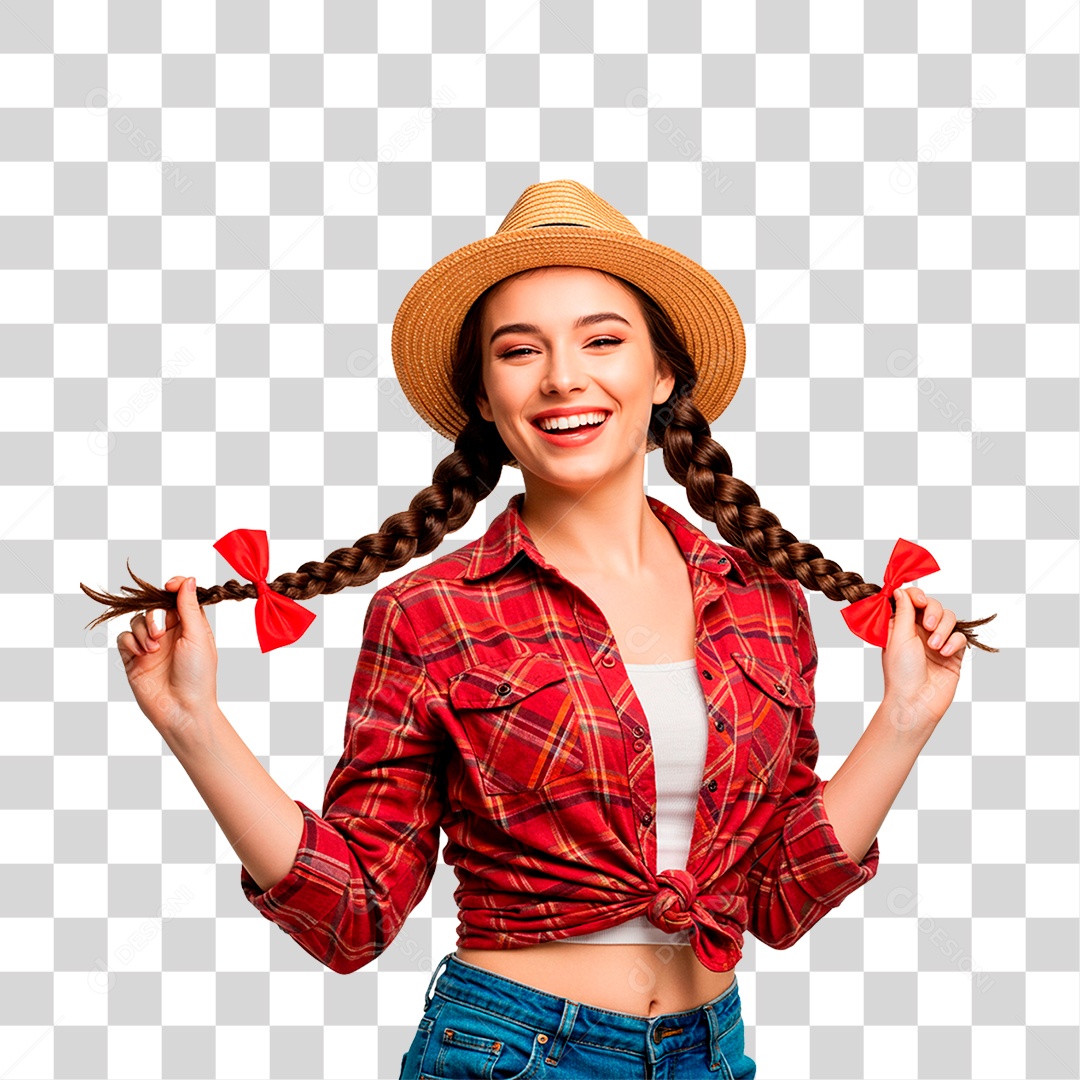 Mulher com Roupas de Festa Junina PNG Transparente