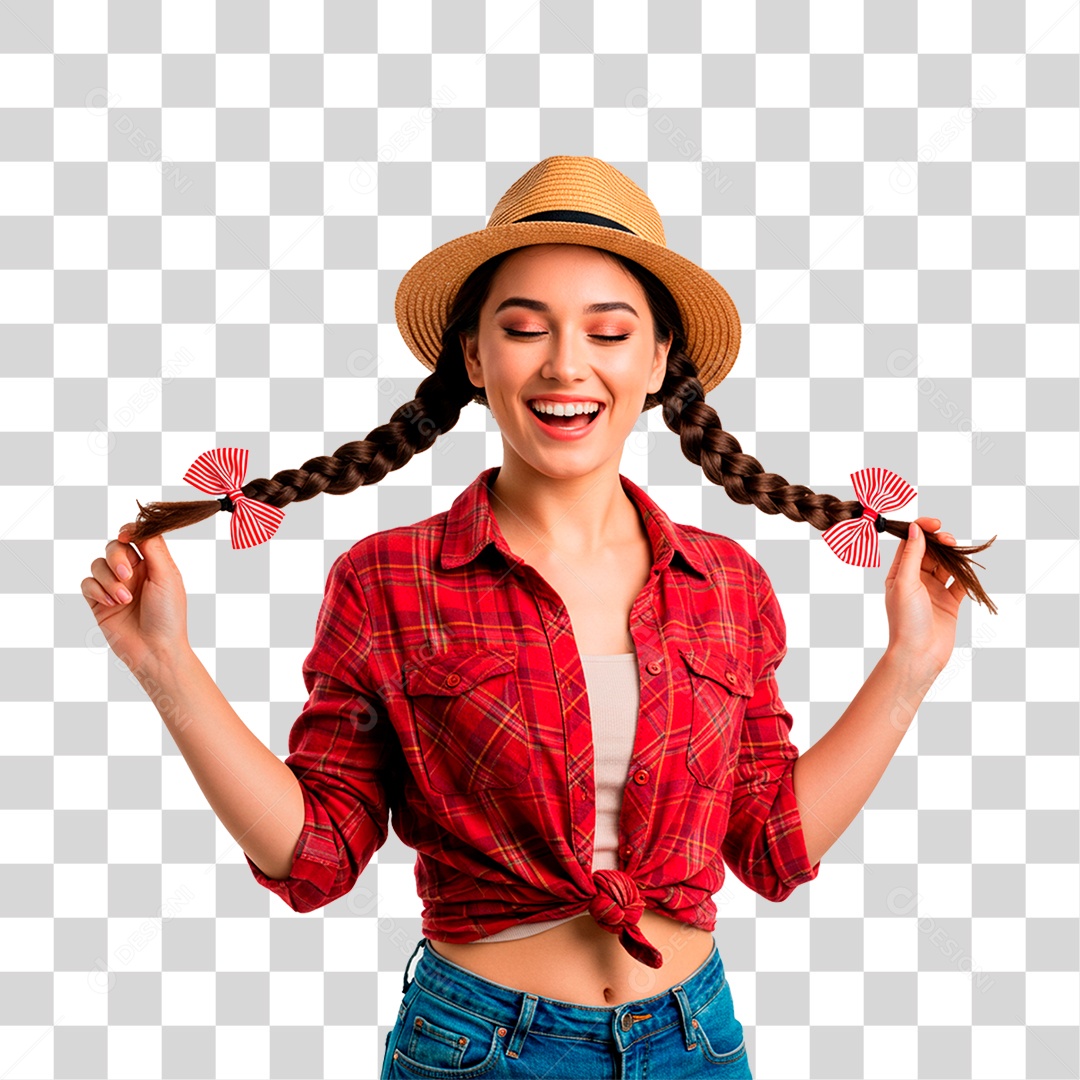 Mulher com Roupas de Festa Junina PNG Transparente