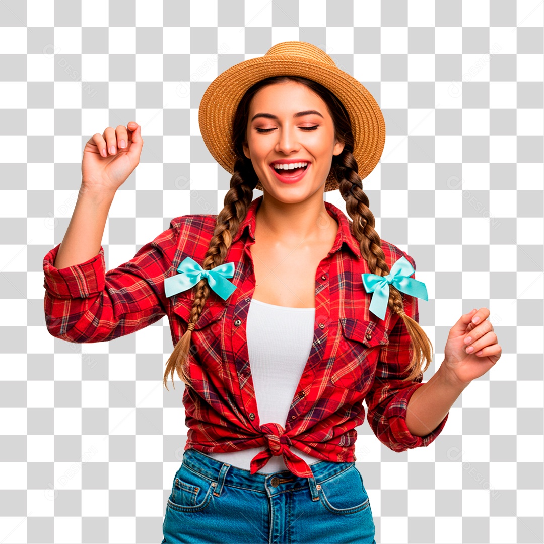 Mulher com Roupas de Festa Junina PNG Transparente