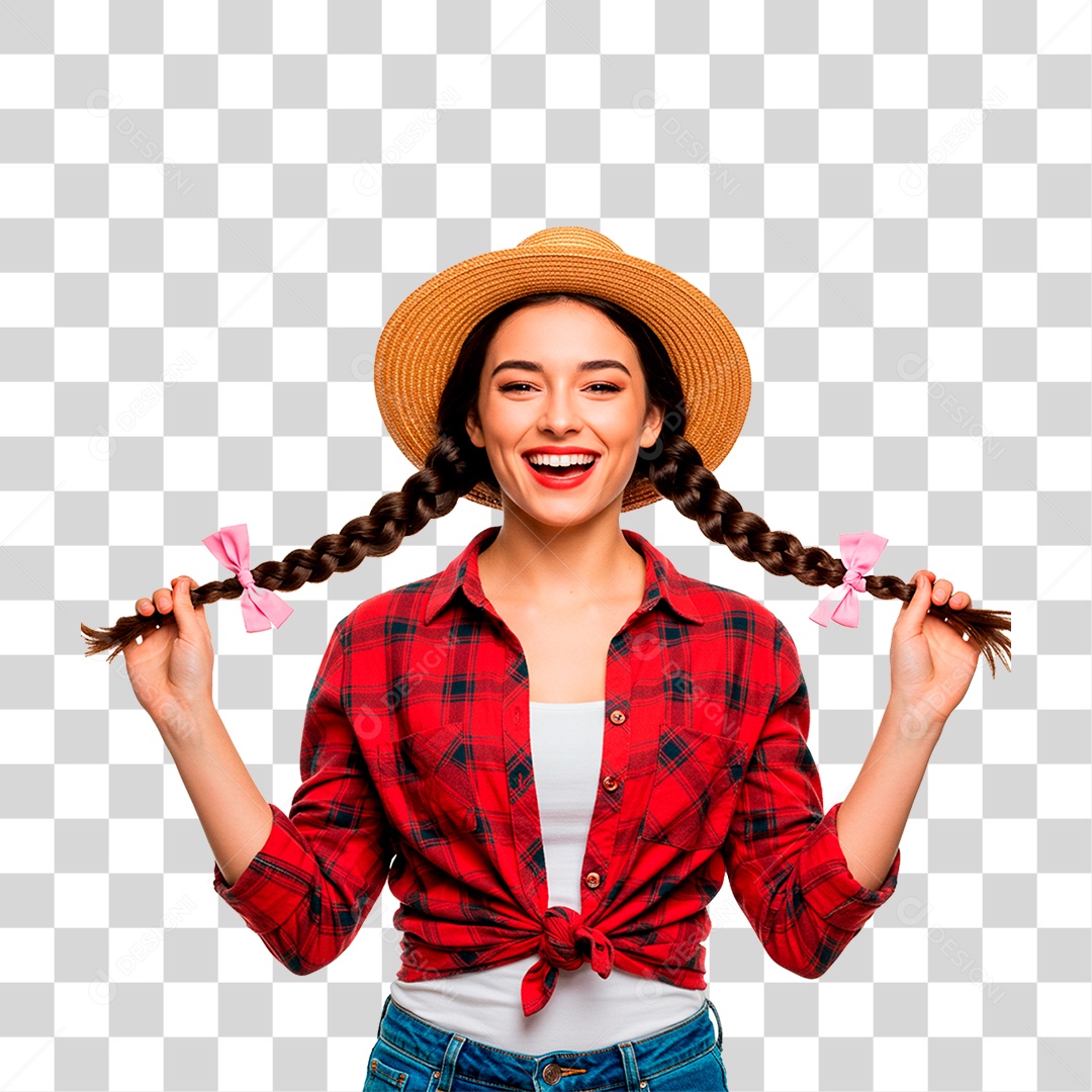 Mulher com Roupas de Festa Junina PNG Transparente