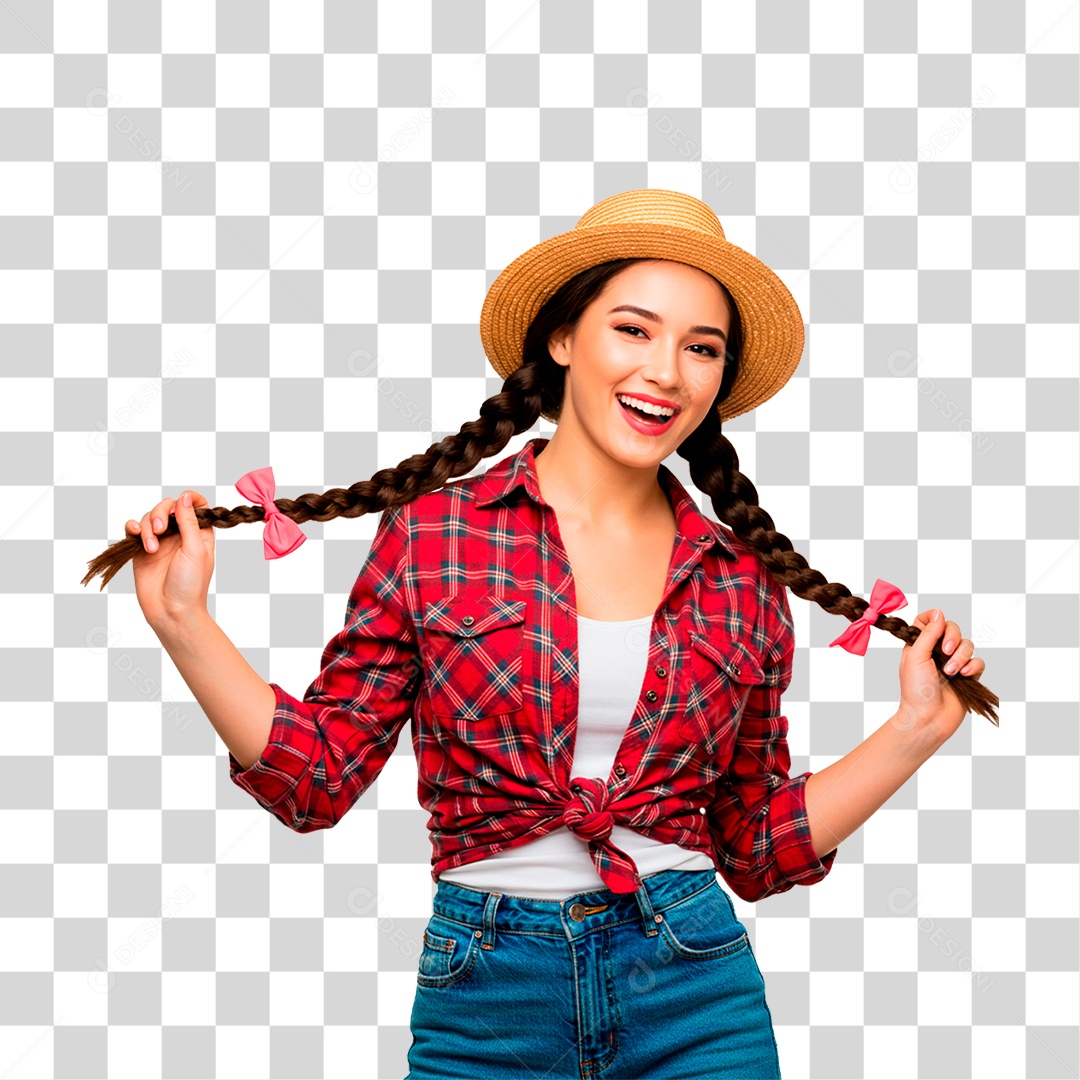 Mulher com Roupas de Festa Junina PNG Transparente
