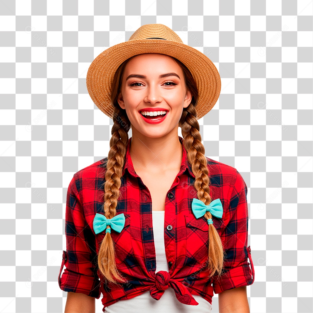 Mulher com Roupas de Festa Junina PNG Transparente