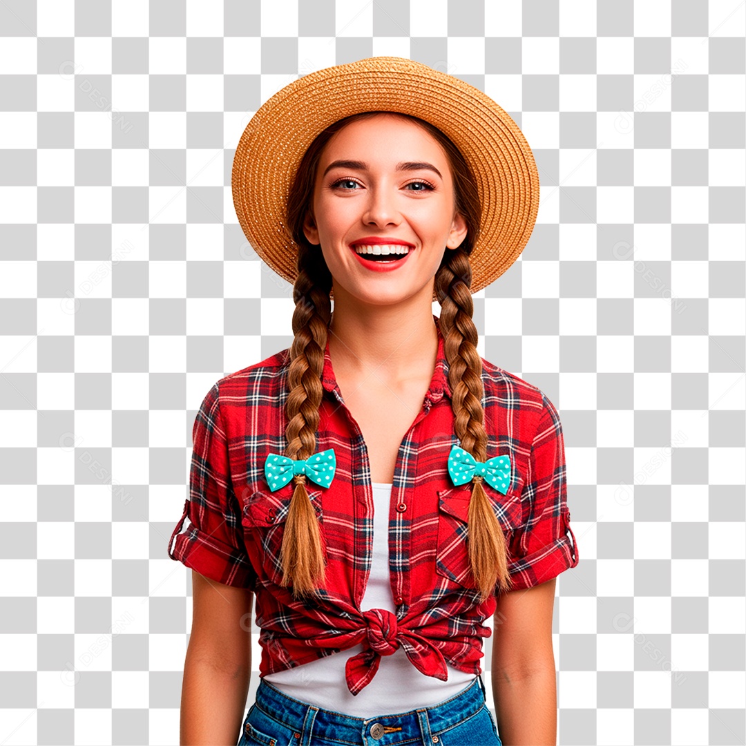 Mulher com Roupas de Festa Junina PNG Transparente