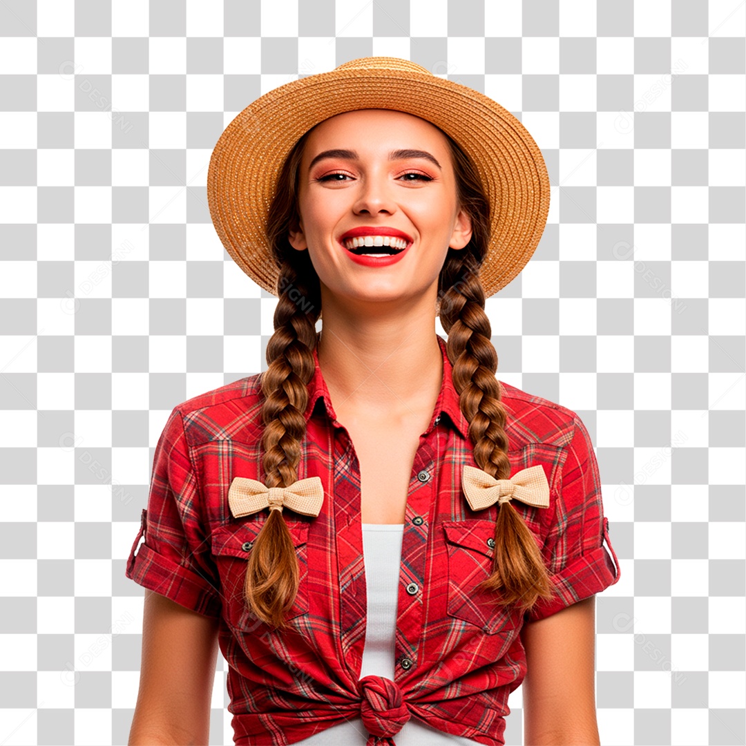 Mulher com Roupas de Festa Junina PNG Transparente