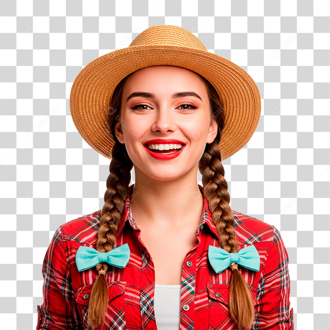 Mulher com Roupas de Festa Junina PNG Transparente