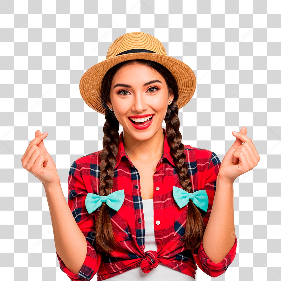 Mulher com Roupas de Festa Junina PNG Transparente