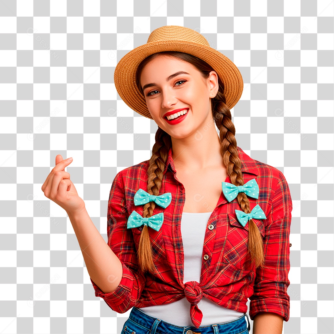 Mulher com Roupas de Festa Junina PNG Transparente