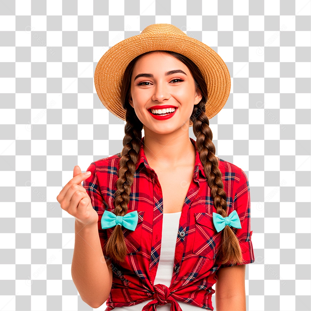Mulher com Roupas de Festa Junina PNG Transparente