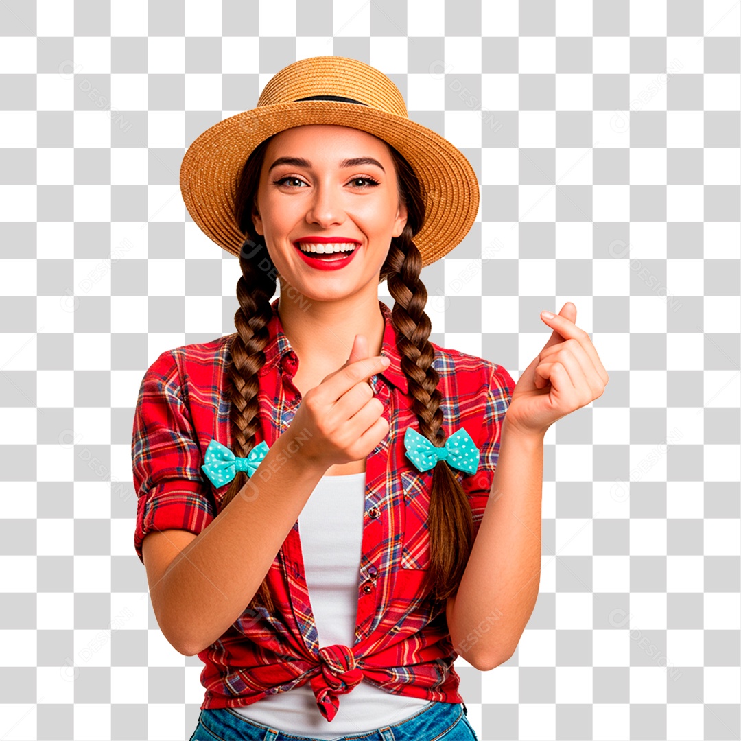 Mulher com Roupas de Festa Junina PNG Transparente