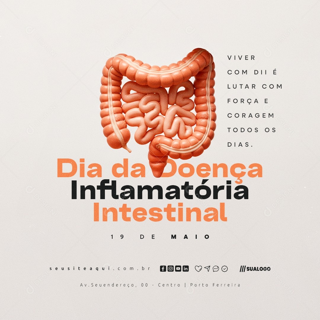 Dia da Doença Inflamatória Intestinal 19 de Maio Social Media PSD Editável