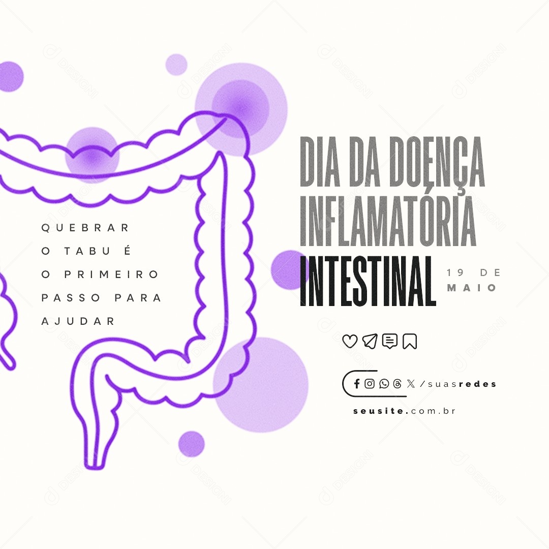 Dia da Doença Inflamatória Intestinal 19 de Maio Social Media PSD Editável