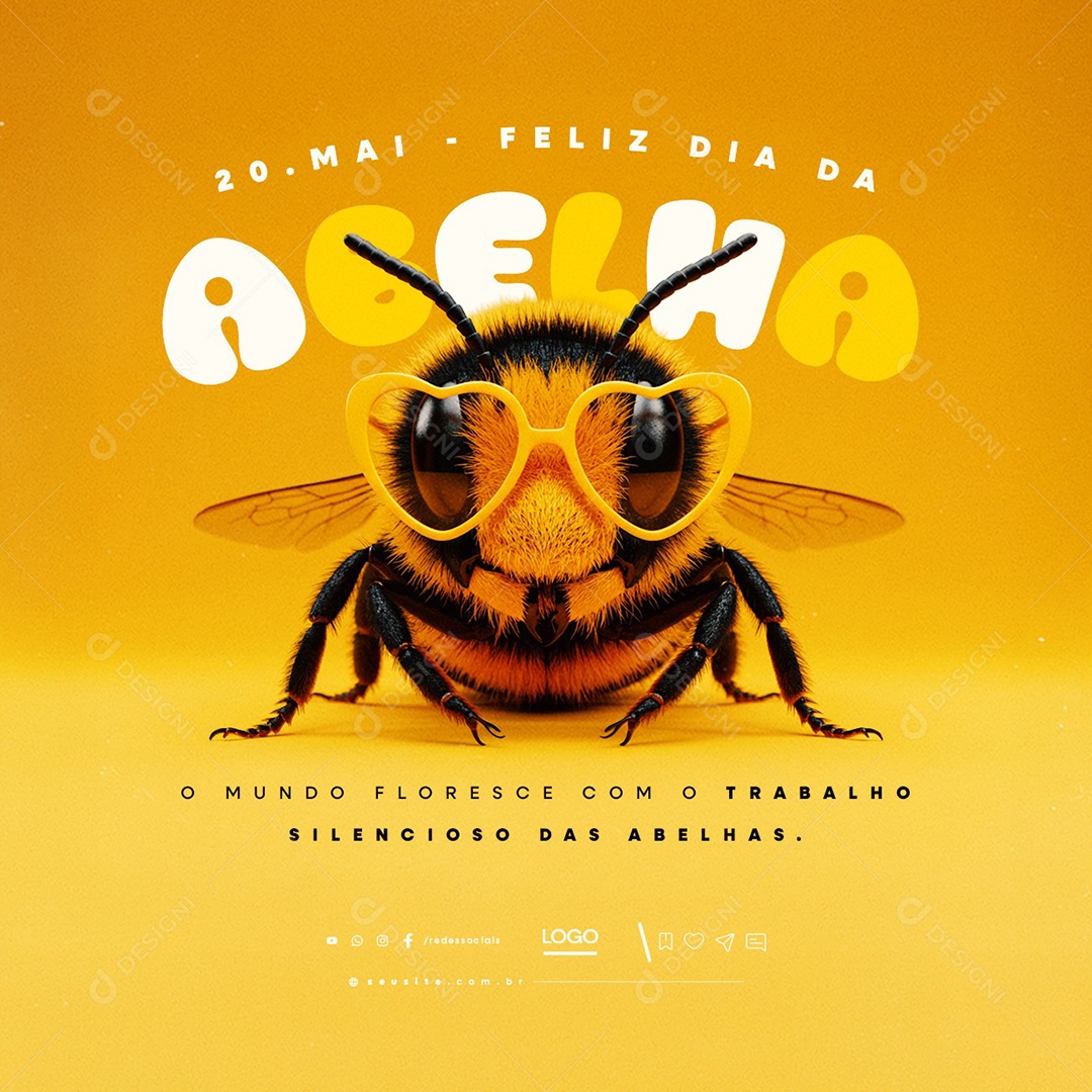 Feliz Dia da Abelha 20 de Maio Social Media PSD Editável