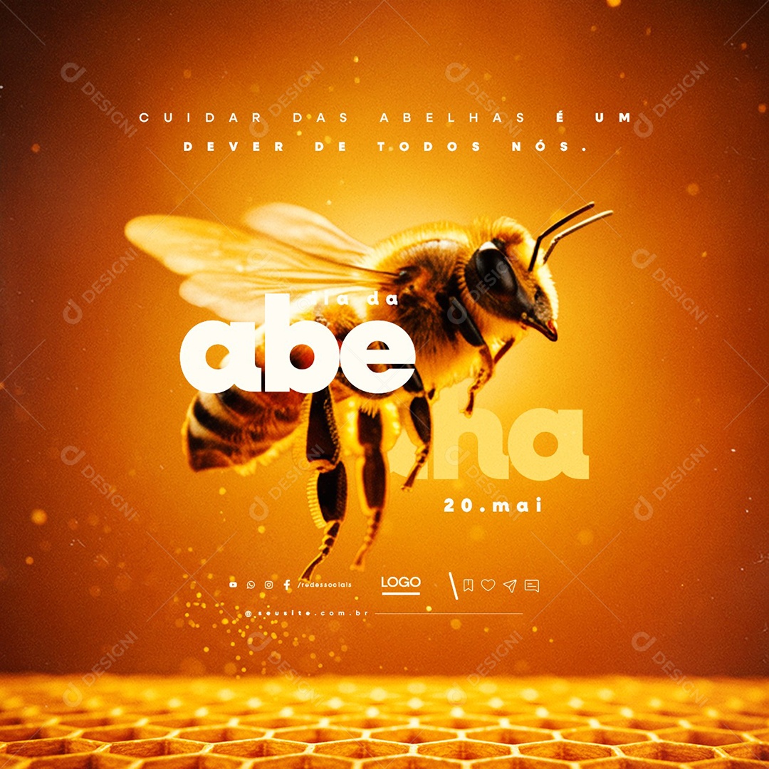 Dia da Abelha 20 de Maio Social Media PSD Editável