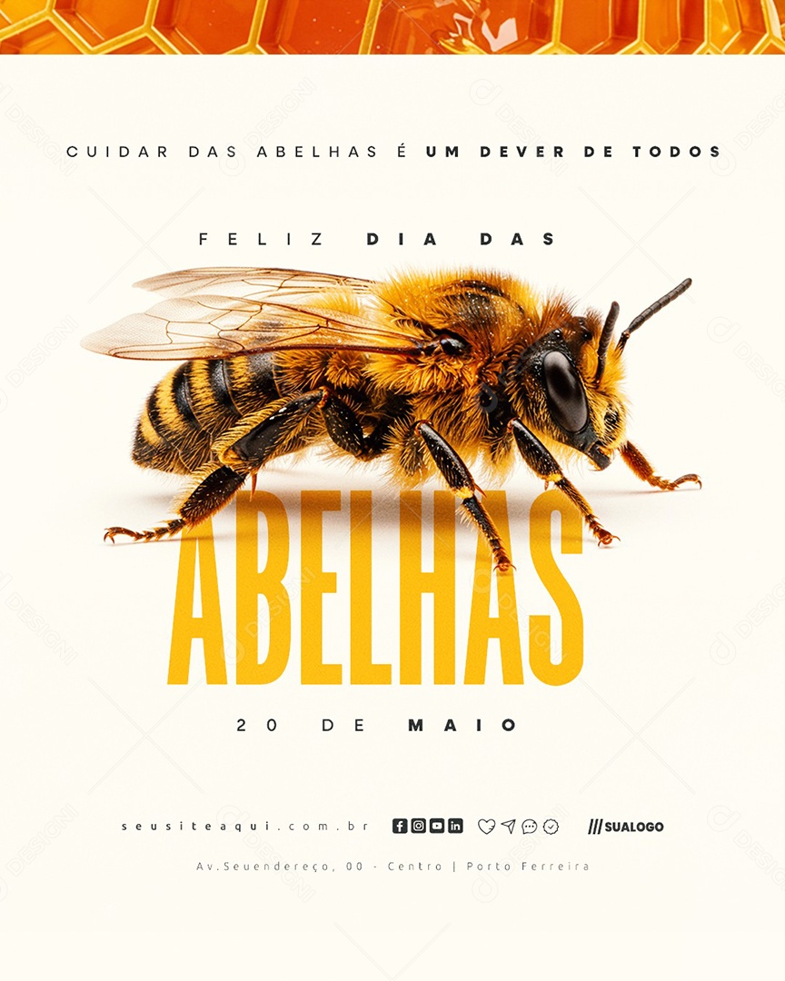 Feliz Dia das Abelhas 20 de Maio Social Media PSD Editável