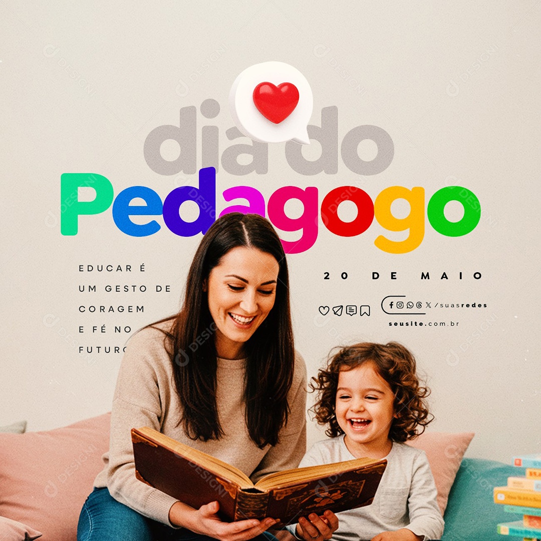 Dia do Pedagogo 20 de Maio Social Media PSD Editável