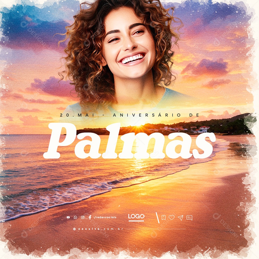 Aniversário de Palmas 20 de Maio Social Media PSD Editável